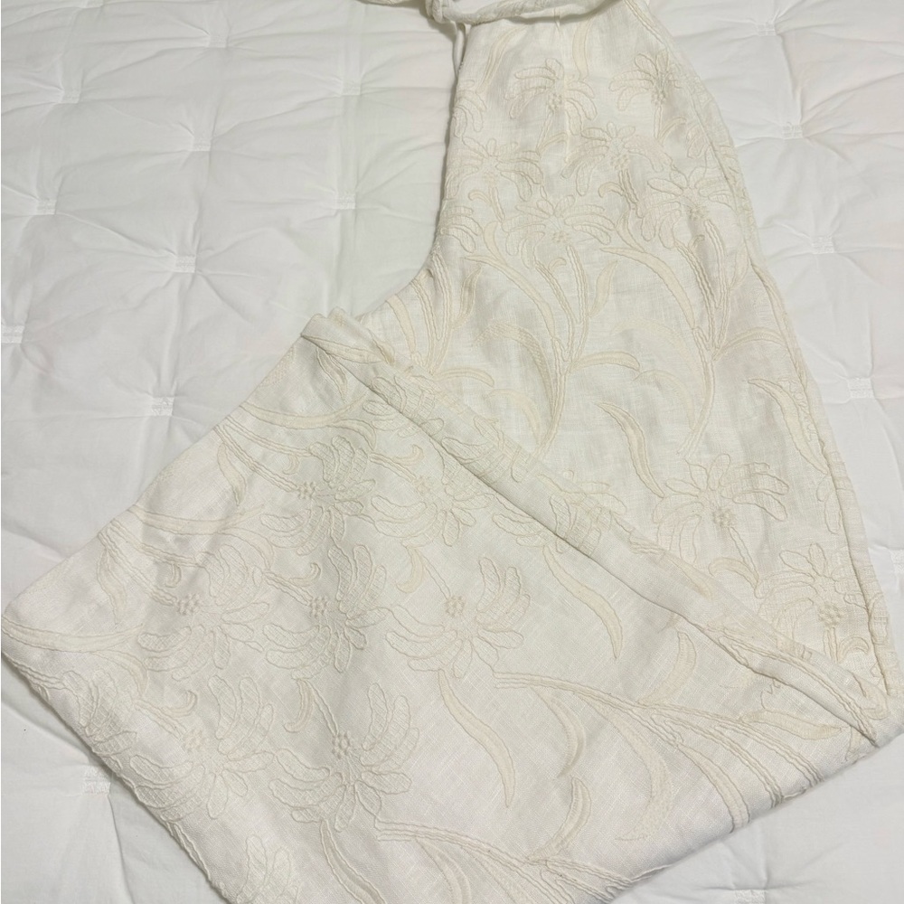 Roame Cream Floral Embroidered Linen Pants size 0 NWOT - Picture 5 of 5
